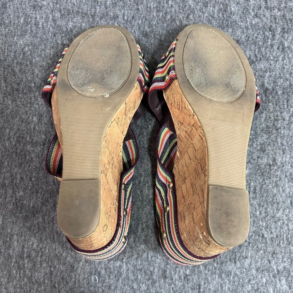 Madden Girl Striped Cork Wedge Sandals Studded Boho Platform Shoes 7.5 - Picture 5 of 7